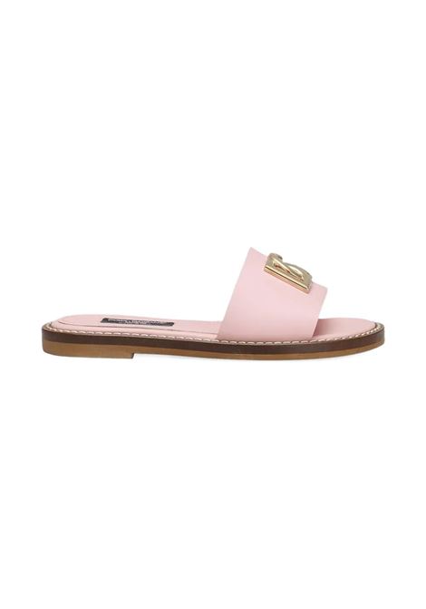 Ciabatte Flat Rosa Con Logo DG Dorato DOLCE & GABBANA KIDS | D11340-A122380400